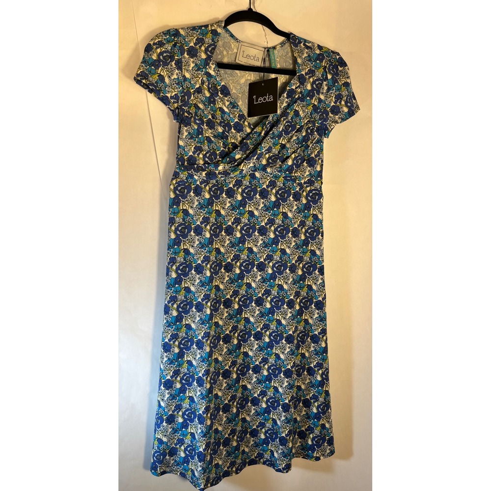 Leota Maternity Blue Green Floral Cap‎ Sleeve Dress Size XS Birds & The Bees